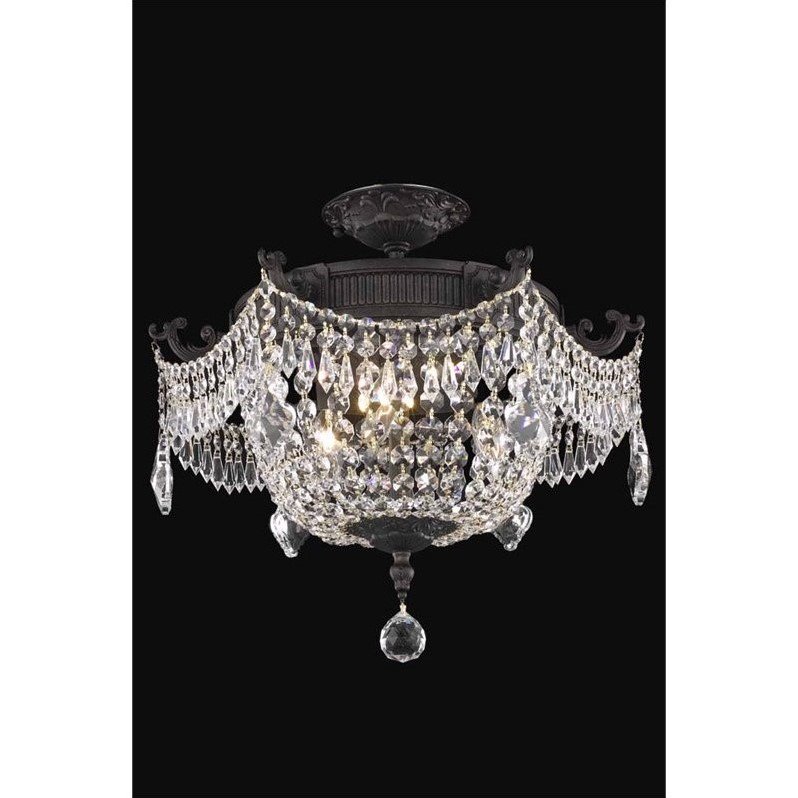 9303 Esperanza Collection Flush Mount D18in H17in Lt:3 Dark Bronze Finish (Royal Cut Crystals)