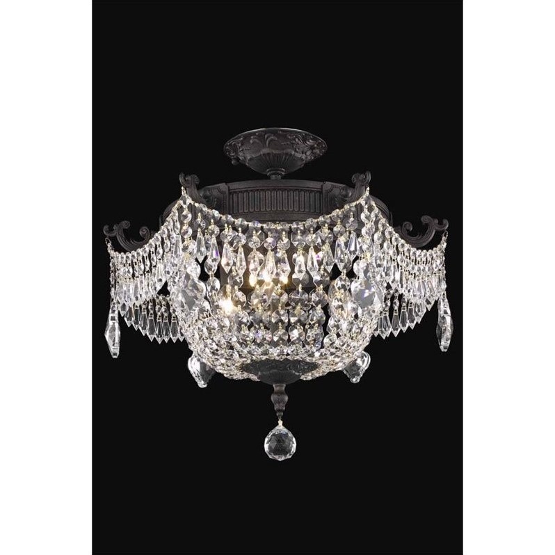 9303 Esperanza Collection Flush Mount D18in H17in Lt:3 Dark Bronze Finish (Swarovski Strass/Elements Crystals)