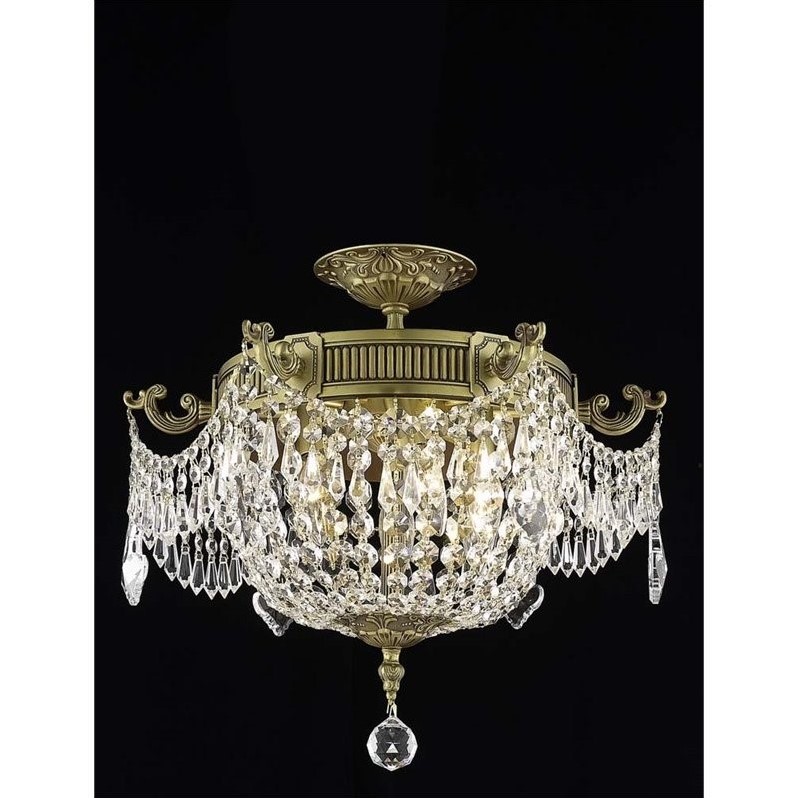9303 Esperanza Collection Flush Mount D18in H17in Lt:3 French Gold Finish (Elegant Cut Crystals)