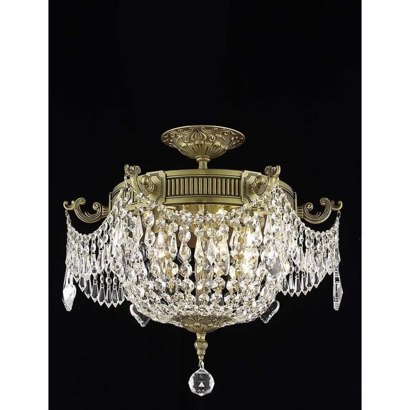 9303 Esperanza Collection Flush Mount D18in H17in Lt:3 French Gold Finish (Swarovski Spectra Crystals)