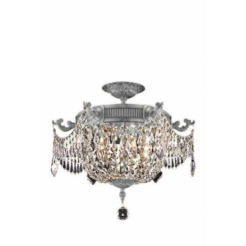 9303 Esperanza Collection Flush Mount D18in H17in Lt:3 Pewter Finish (Elegant Cut Crystals)