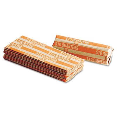 MMF Industries Pop-Open Flat Paper Coin Wrappers, Quarters, Orange, 1000 Wrappers per Box (216020016) thumbnail