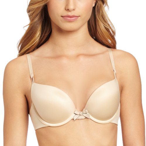 Maidenform Women's Comfort Devotion Demi Push up Bra, Latte/Black, 38B