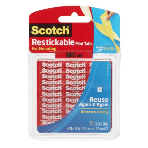 Scotch Restickable Tabs, 0.5 Inch Squares, 72 Tabs (R103)