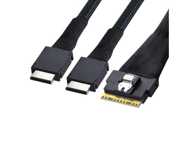 SFF-8654 8i 74Pin to Dual Oculink SFF-8611 PCI-E Ultraport Slimline SAS Slim 4.0 Cable 50cm PCI-Express