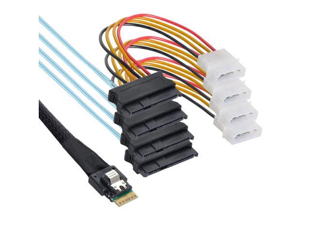 SFF-8654 4i 38pin Slimline SAS 4.0 Host to 4 SAS 29pin SFF-8654 Target Hard Disk Fanout Raid Cable