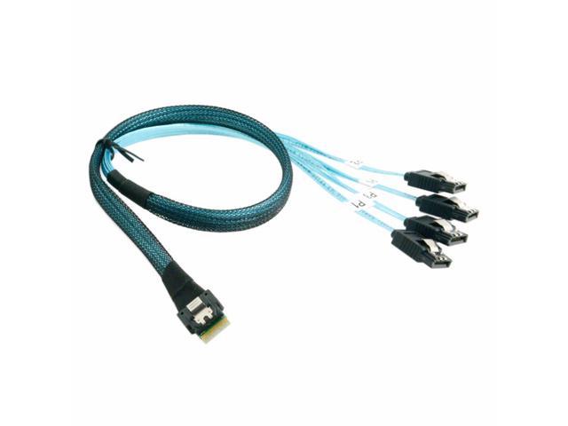 Slim SAS 4.0 SFF-8654 4i 38pin Host to 4 SATA 7pin Target Hard Disk Cable 50cm
