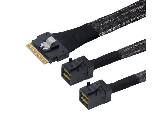 Cable PCI-Express Mini SAS HD PCI-E Ultraport Slimline 74pin to Dual SFF-8643 4i SAS Slim 4.0 SFF-8654 8i