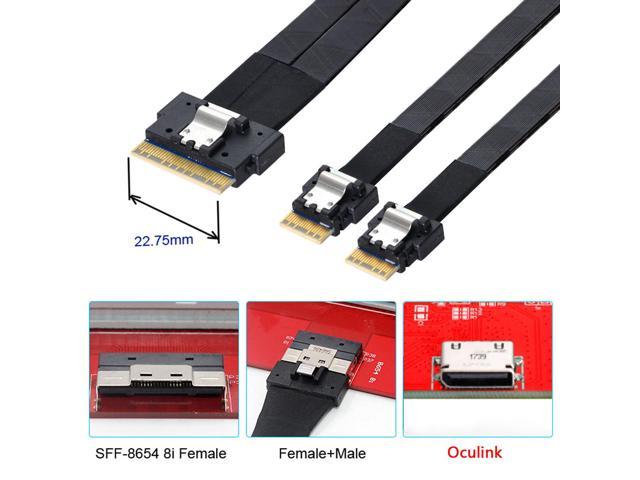 40cm SFF-8654 8i 74Pin Male to Dual SFF-8654 4i 38Pin Male PCI-E Ultraport Slimline SAS Slim 4.0 Cable PCI-Express