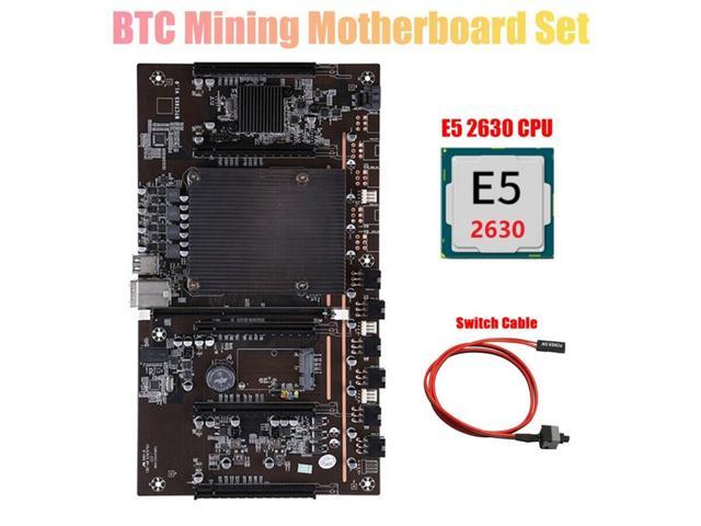H61 BTCX79 Miner Motherboard with E5 2630 CPU+Switch Cable LGA 2011 DDR3 Support 3060 3070 3080 GPU for BTC Mining