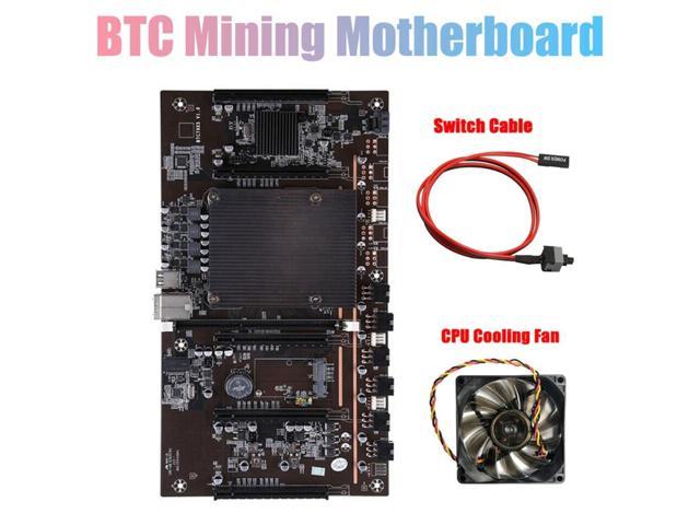 X79 H61 BTC Miner Motherboard with Switch Cable+CPU Cooling Fan Support 3060 3070 3080 GPU 5 PCIE Mining Motherboard