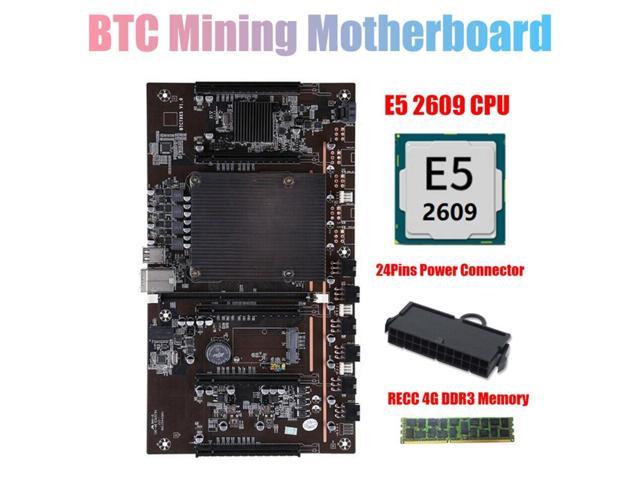 X79 BTC Miner Motherboard with E5 2609 CPU+RECC 4G DDR3 Ram+24 Pins Connector Support 3060 3070 3080 GPU for BTC Mining