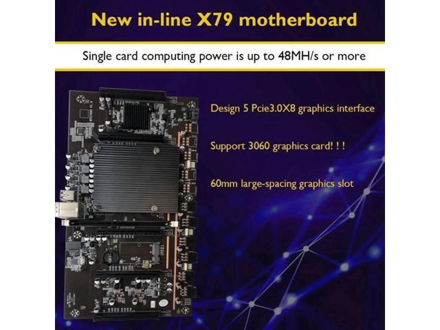 X79 H61 BTC Mining Motherboard 5X PCI-E Support 3060 3070 3080 GPU with E5 2609 V2 CPU RECC 4GB DDR3 Memory 120G SSD+Fan
