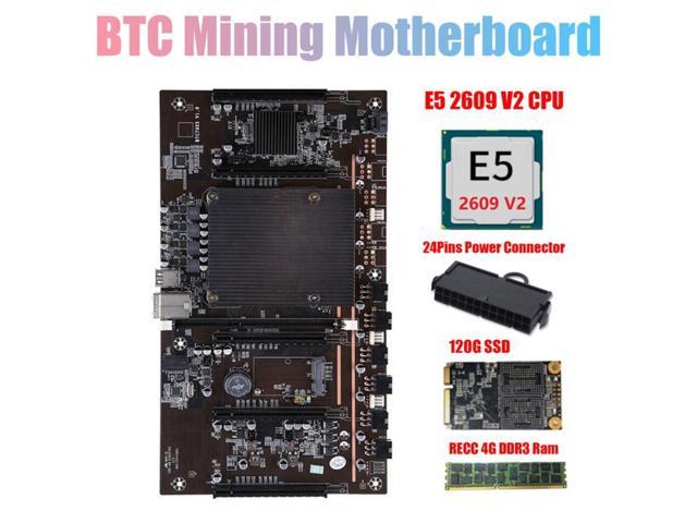 H61 X79 BTC Mining Motherboard with E5 2609 V2 CPU+RECC 4G DDR3 Ram+24Pins Connector+120G SSD Support 3060 3070 3080 GPU
