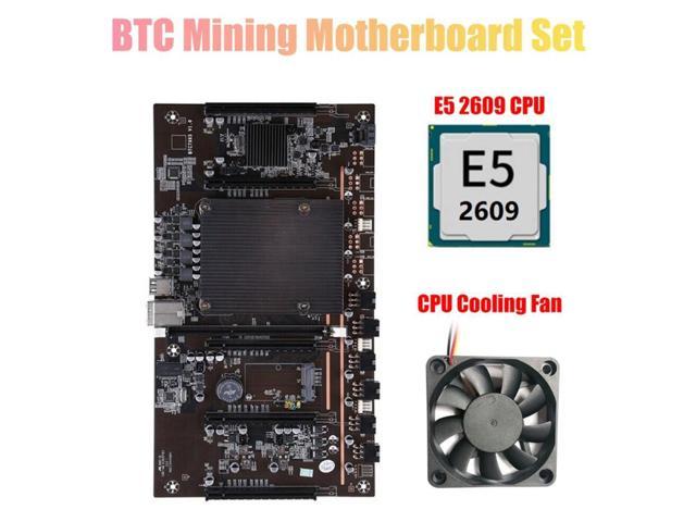 H61 BTCX79 Miner Motherboard with E5 2609 CPU+Cooling Fan LGA 2011 DDR3 Support 3060 3070 3080 Graphics Card for BTC