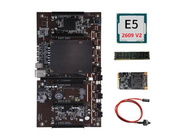 H61 X79 BTC Mining Motherboard with E5 2609 V2 CPU+RECC 4G DDR3 Ram+Switch Cable+120G SSD Support 3060 3070 3080 GPU