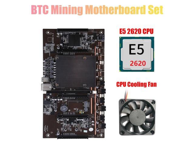 H61 BTCX79 Miner Motherboard with E5 2620 CPU+Cooling Fan LGA 2011 DDR3 Support 3060 3070 3080 Graphics Card for BTC