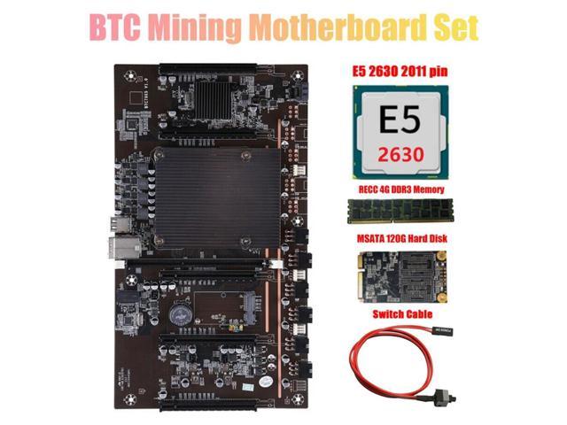 H61 X79 BTC Mining Motherboard with E5 2630 CPU+RECC 4G DDR3 Ram+120G SSD+Switch Cable Support 3060 3070 3080 GPU