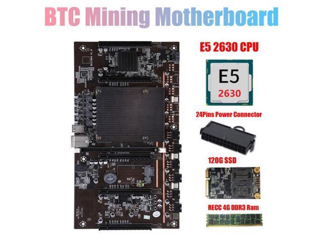 H61 X79 BTC Miner Motherboard with E5 2630 CPU+RECC 4G DDR3 Ram+120G SSD+24Pins Connector Support 3060 3070 3080 GPU