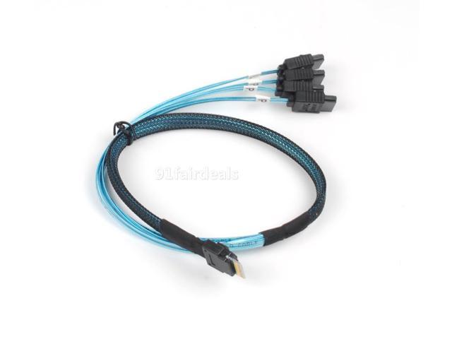 Heretom SAS 4.0 SFF-8654 4i 38pin Host to 4 SATA 7pin Target Hard Disk Cable 50CM