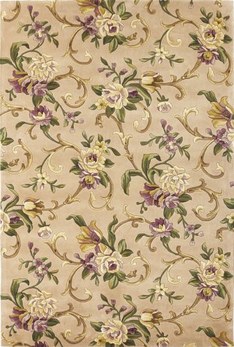 KAS Rugs 9201 Emerald Sofia Scroll Runner, 2-Feet 6-Inch by 8-Feet, Beige