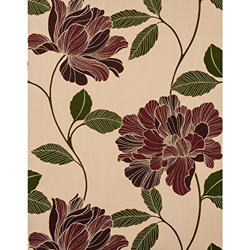 York Wallcoverings ET2010 Enchantment Charming Wallpaper, Plum/Black Raspberry/Emerald Green/Clay