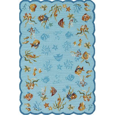 Couristan 2133/1021 Outdoor Escape Coral Dive/Aqua 2-Feet 6-Inch by 8-Feet 6-Inch Runner Rug