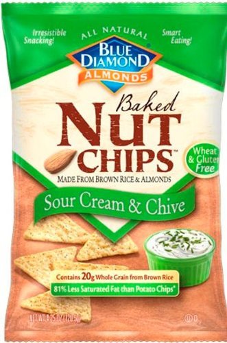 Blue Diamond Baked Nut Chips, Sour Cream and Chive, 4.25-ounce (Pack of 12)