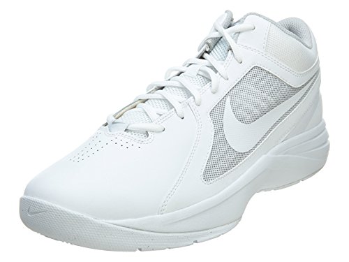 Nike Men's the Overplay VIII White/White/Metallic Silver Basketball Shoe 10 Men US