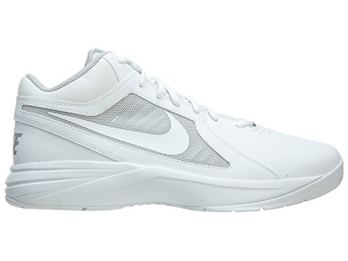 Nike Men's the Overplay VIII White/White/Metallic Silver Basketball Shoe 10 Men US thumbnail