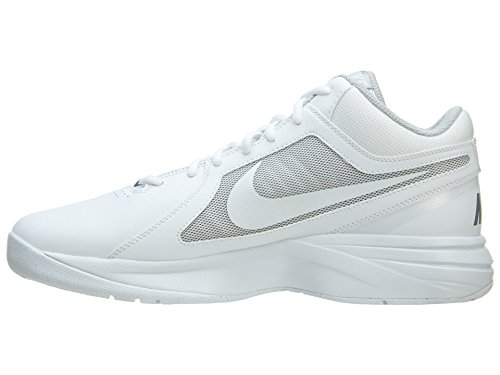 Nike Men's the Overplay VIII White/White/Metallic Silver Basketball Shoe 10 Men US thumbnail