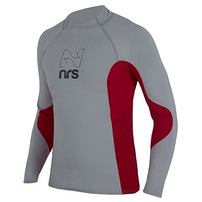 NRS HydroSkin 0.5 LS Shirt - Men's Light Grey / Chili Red Large