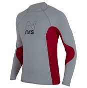 NRS HydroSkin 0.5 LS Shirt - Men's Light Grey / Chili Red Large thumbnail