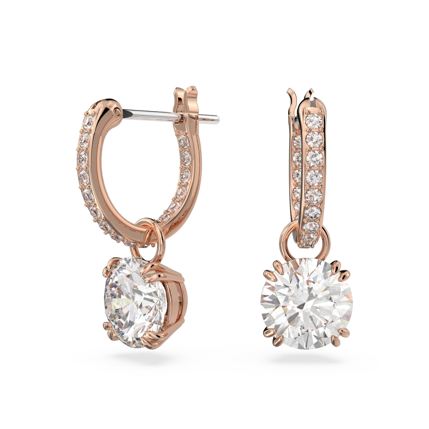Swarovski Ladies Constella Rose Gold-Plated Hoop Dropper Earrings 5639975