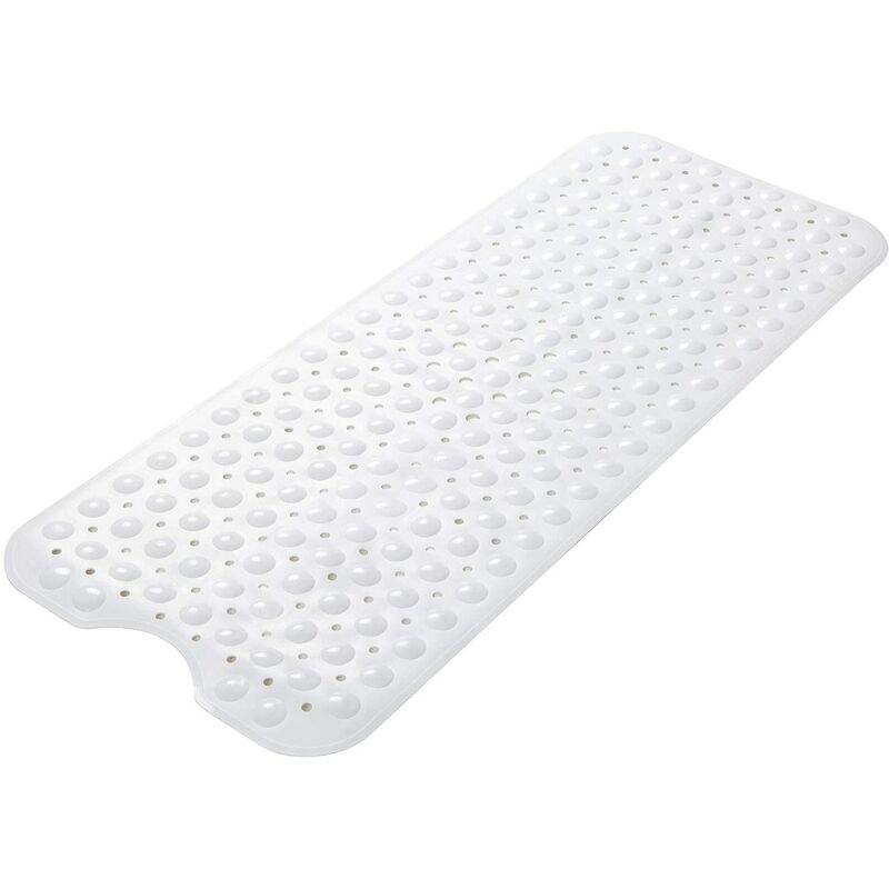 LITZEE Tapis De Bain Extra Long En TPE Antidérapant Avec Ventouses Pour La Baignoire Et La Douche Bleu 100 X 38 Cm