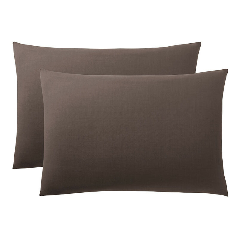 Lot De 2 Taies D'oreiller Choco 50 X 70 Cm / 100% Coton / 57 Fils/cm²