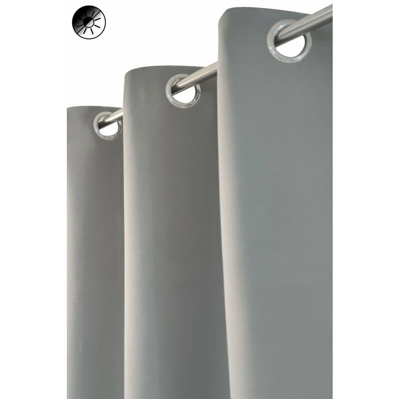 Rideaudiscount - Rideau Occultant 135 X 180 Cm à Oeillets Uni Gris Moyen