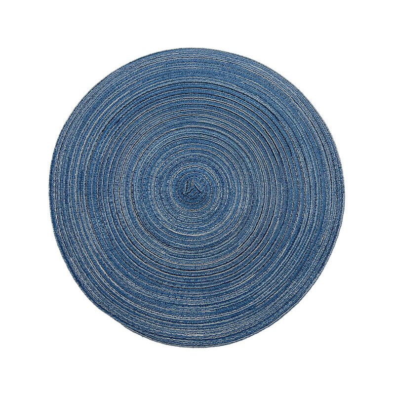 Set De Table En Coton Rond Napperons Antidérapants Tressé Résistantes à La Chaleur Pour Salle à Manger De Cuisine De Fête (Lot De 6)，bleu，Ir