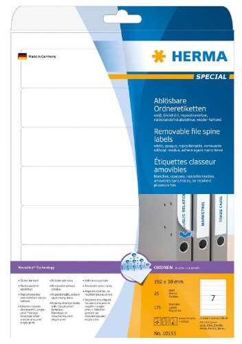 Herma Removable File Spine Labels A4 25pc - 192x38mm thumbnail