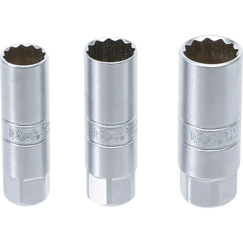 Bgs Technic - JEU DE DOUILLES POUR BOUGIES D'IGNITION, DOUZE PANS | TRANSMISSION PAR CARRÉ FEMELLE 10 MM (3/8'') | 14 - 16 - 18MM | 3 PIÈCES