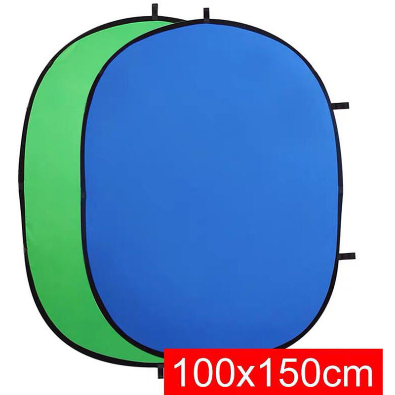Panneau De Fond Pliable De Studio De 2 En 1 Bleu & Green 100 * 150Cm / 3.3 * 4,9Ft Toile De La Photographie Double Face Avec Sac De Transport Pour