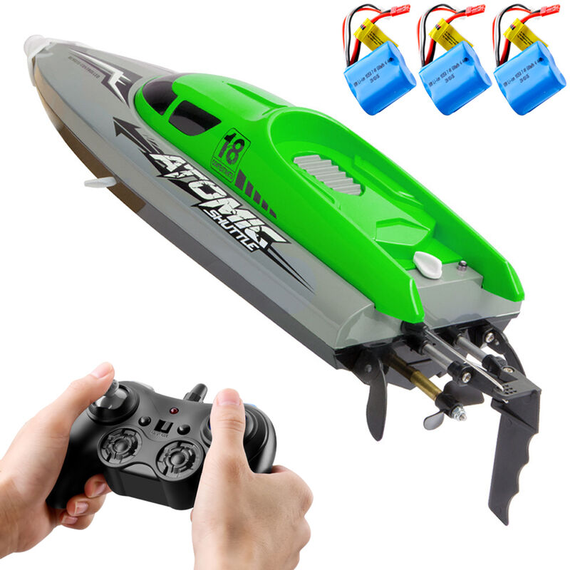 Bateau Telecommande Pour Bateau RC Avec 30 Km / H Haute Vitesse IPV7 Etanche 2,4 GHz 4 Canaux Bateau De Course Pour Enfants Adultes, Modele: Vert 3