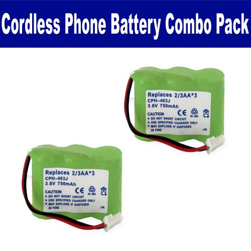 GE 5-2320 Cordless Phone Battery Combo-Pack Includes: 2 X EM-CPH-403J Batteries