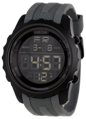 Breda Men's 9303-Grey Mason Large Digital Chronograph Rubber Band Watch