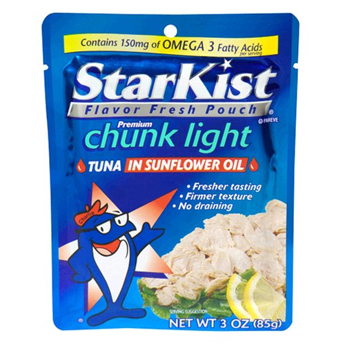 Starkist Chunk Light Tuna in Sunflower Oil, 2.6-Ounce Pouches (Pack of 24)