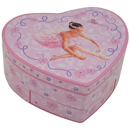 Heart Shaped Ballerina Musical Jewelry Box - with Pop up Ballerina thumbnail