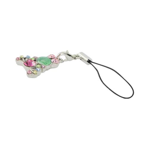 PURPLE GREEN Cubic Stone Frog Charm W/ Strap
