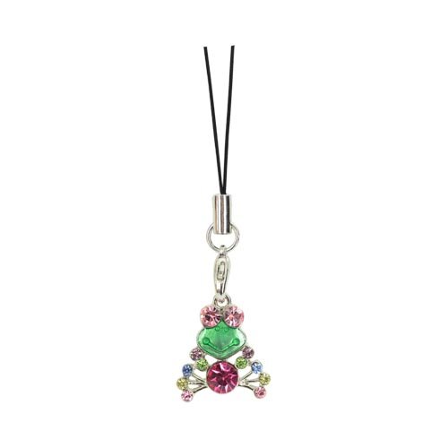 PURPLE GREEN Cubic Stone Frog Charm W/ Strap thumbnail
