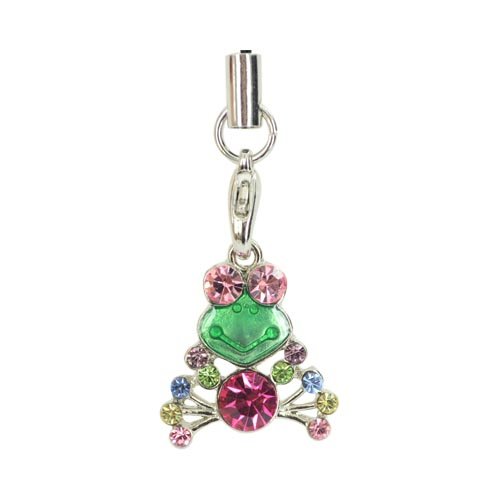 PURPLE GREEN Cubic Stone Frog Charm W/ Strap thumbnail
