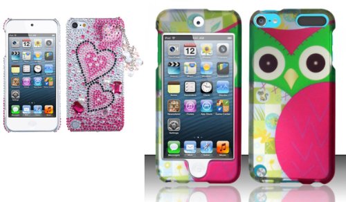 Combo Pack MYBAT Pink Charming Hearts Premium 3D Diamante Back Protector Cover ( with Package ) for APPLE iPod Touch (5th Generation) and for iPod Tou thumbnail